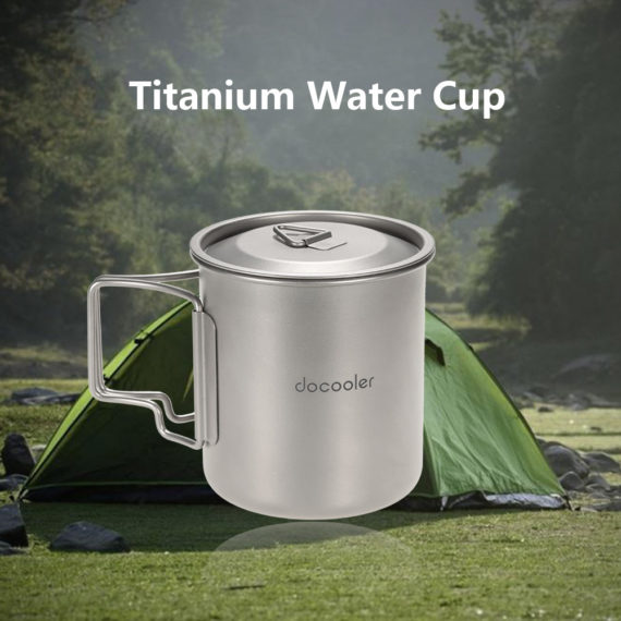 Portable Titanium Water Cup with Lid – 420ml