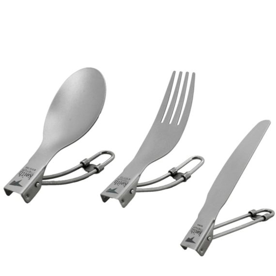 Folding Titanium Cutlery Set – Spoon, Spork and Knife